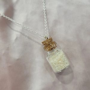 Brand new handmade sand filled glass jar necklace